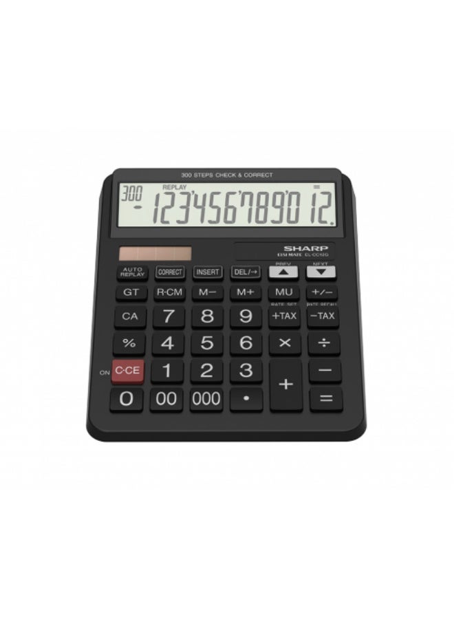 Sharp EL-CC12GP 12-Digit Desktop Calculator, Check and Correction Function (300 Steps), Dual Power (Solar/Battery), Durable Design for Home and Office - Image 1